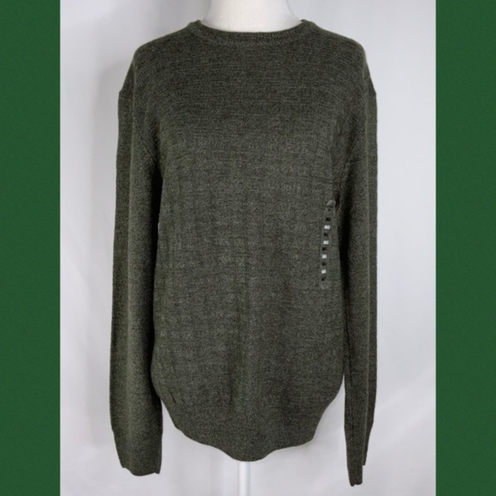 Dockers Hunter Green Crew Neck Long Sleeve Stretch Knit Sweater PS NWT